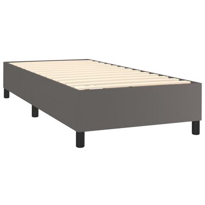 vidaXL szürke műbőr rugós ágy matraccal és LED-del 90x200 cm