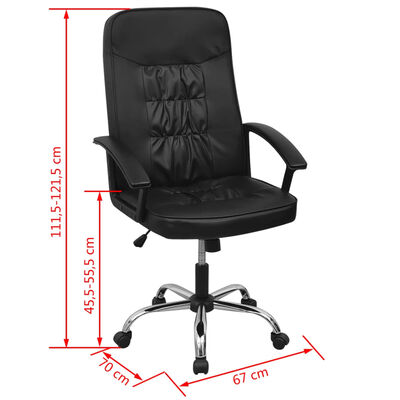 vidaXL fekete műbőr irodai szék 67 x 70 cm