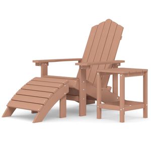 vidaXL barna HDPE kerti adirondack sz&eacute;k l&aacute;btart&oacute;val &eacute;s asztallal