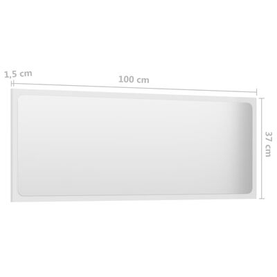 vidaXL magasfényű fehér forgácslap fürdőszobatükör 100 x 1,5 x 37 cm