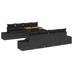 vidaXL Kerti Kanap&eacute; Szett t&aacute;rol&oacute;val 9 pcs Fekete Poli rattan
