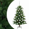 vidaXL Műfenyő g&ouml;mb&ouml;kkel 120 cm 150 LED Meleg feh&eacute;r PVC &eacute;s f&eacute;m Z&ouml;ld