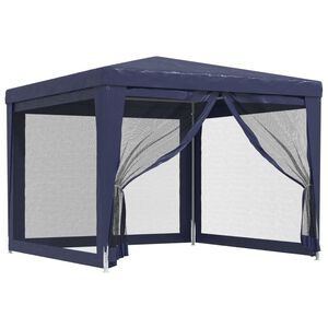 vidaXL k&eacute;k HDPE rendezv&eacute;nys&aacute;tor 4 h&aacute;l&oacute;s oldalfallal 3x3 m