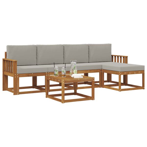 vidaXL K&uuml;lt&eacute;ri kanap&eacute; szett 6 pcs Term&eacute;szetes &eacute;s Vil&aacute;gossz&uuml;rke