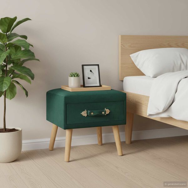 vidaXL zöld bársony éjjeliszekrény 40 x 35 x 40 cm