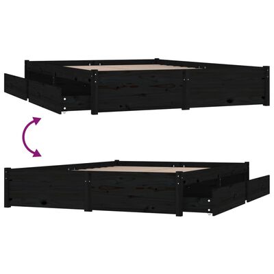 vidaXL fekete ágykeret fiókokkal 120 x 190 cm (Small Double)