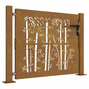 vidaXL Corten ac&eacute;l, bambusz mint&aacute;s kerti kapu 100x100 cm