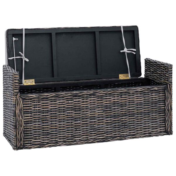 vidaXL Tárolópad párnával Fekete Mosás 110 x 40 x 50 cm Rattan