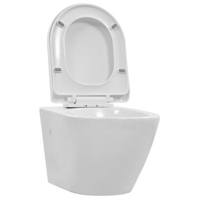 vidaXL fehér kerámia perem nélküli fali WC