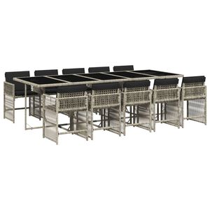 vidaXL 11 r&eacute;szes vil&aacute;gossz&uuml;rke polyrattan kerti &uuml;lőgarnit&uacute;ra p&aacute;rn&aacute;kkal