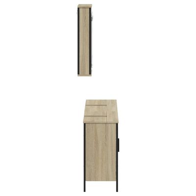 vidaXL 3 részes sonoma tölgyszínű szerelt fa fürdőszobai bútorszett