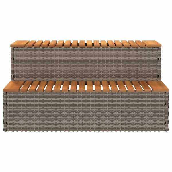 vidaXL pezsgőf&uuml;rdő l&eacute;pcső sz&uuml;rke 100x50x50,5 cm polyrattan &eacute;s ak&aacute;cfa
