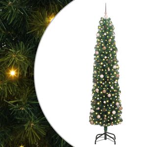 vidaXL Mű kar&aacute;csonyfa 300 LED-del Z&ouml;ld 240 cm PVC, ac&eacute;l &eacute;s műanyag