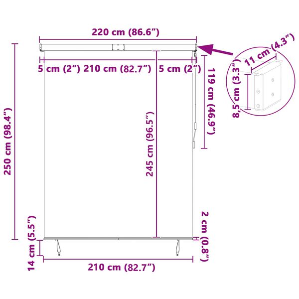 vidaXL Roletta f&uuml;gg&ouml;ny&ouml;kkel Antracit 200 x 250 cm Sz&ouml;vet &eacute;s Alum&iacute;nium