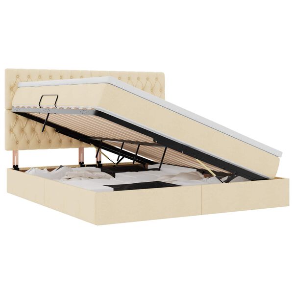 vidaXL &Aacute;gy t&aacute;rol&oacute;val &eacute;s LED l&aacute;mp&aacute;val Kr&eacute;m 160 x 200 cm Poli&eacute;szter