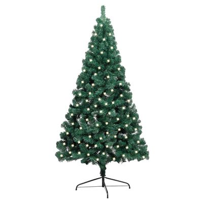 vidaXL zöld PVC megvilágított fél műkarácsonyfa állvánnyal 240 cm