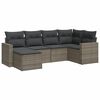 vidaXL 6 r&eacute;szes sz&uuml;rke polyrattan kerti &uuml;lőgarnit&uacute;ra p&aacute;rn&aacute;kkal