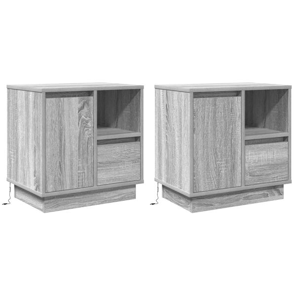 vidaXL &Eacute;jjeliszekr&eacute;ny fi&oacute;kkal 2 pcs Sz&uuml;rke 50 x 34,5 x 50 cm Faanyag