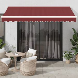 vidaXL burgundi v&ouml;r&ouml;s automata kih&uacute;zhat&oacute; LED-es napellenző 350x250 cm