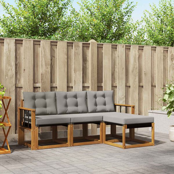 vidaXL K&uuml;lt&eacute;ri kanap&eacute; szett 4 pcs Term&eacute;szetes &eacute;s Vil&aacute;gossz&uuml;rke