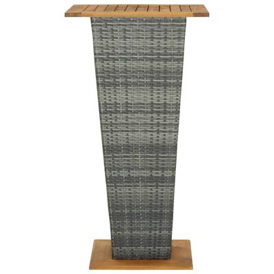 vidaXL szürke polyrattan és tömör akácfa bárasztal 60 x 60 x 110 cm