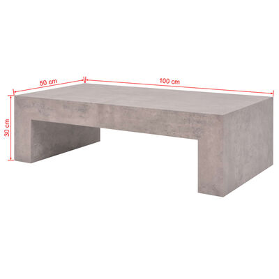 vidaXL betonhatású dohányzóasztal 100 x 50 x 30 cm