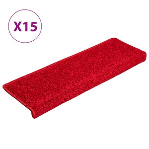 vidaXL 15 db piros, t&eacute;glalap alak&uacute; sz&eacute;lű l&eacute;pcsőszőnyeg 65 x 21 x 4 cm