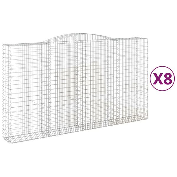 vidaXL 8 db &iacute;ves horganyzott vas gabion kos&aacute;r 400x50x220/240 cm