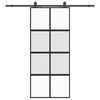 vidaXL fekete edzett &uuml;veg tol&oacute;ajt&oacute; f&eacute;mszerel&eacute;k szettel 90x205 cm