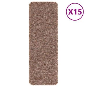 vidaXL Cs&uacute;sz&aacute;smentes L&eacute;pcsőszőnyegek 15 db 60 x 25 cm Barna PP