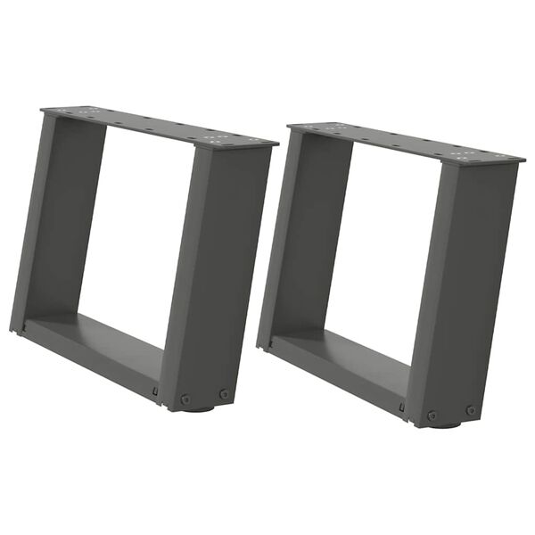 vidaXL 2 db antracitsz&uuml;rke U-alak&uacute; ac&eacute;l doh&aacute;nyz&oacute;asztal l&aacute;b 40x(30-31) cm