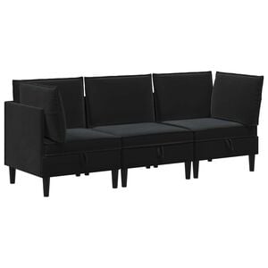 vidaXL Nappali b&uacute;tor szett 3 db Fekete B&aacute;rsony