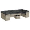 vidaXL 11 r&eacute;szes vil&aacute;gossz&uuml;rke polyrattan kerti &uuml;lőgarnit&uacute;ra p&aacute;rn&aacute;kkal