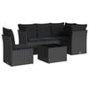 vidaXL 6 r&eacute;szes fekete polyrattan kerti &uuml;lőgarnit&uacute;ra p&aacute;rn&aacute;kkal
