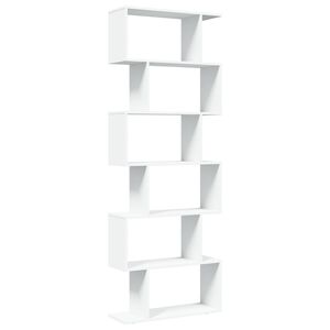 vidaXL 6 szintes feh&eacute;r szerelt fa elv&aacute;laszt&oacute; k&ouml;nyvespolc 70x24x193 cm