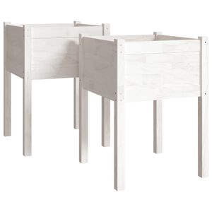 vidaXL 2 db feh&eacute;r t&ouml;m&ouml;r fenyőfa kerti vir&aacute;gtart&oacute; 50 x 50 x 70 cm