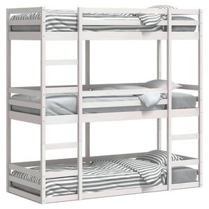 vidaXL feh&eacute;r t&ouml;m&ouml;r fenyőfa h&aacute;romszintes &aacute;gy 90 x 200 cm