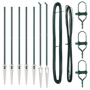 vidaXL Kerítoszlopok 7 pcs Zöld Ø32mm 180 cm Horganyzott acél