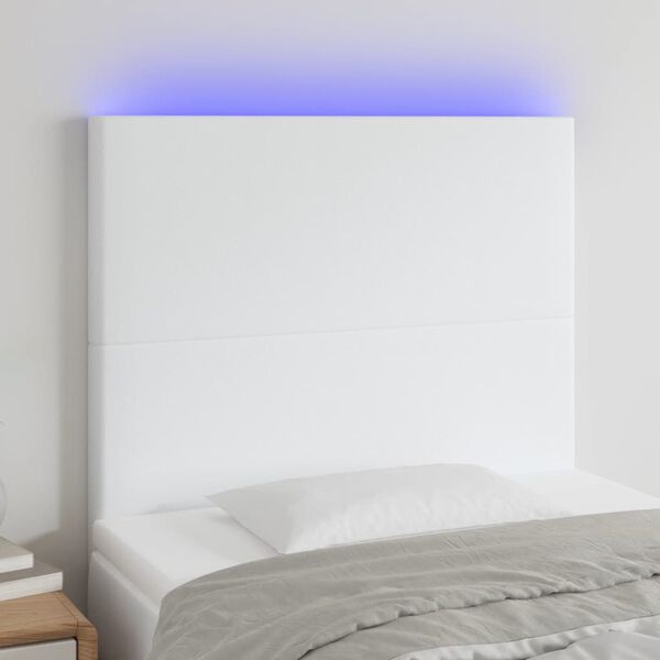 vidaXL feh&eacute;r műbőr LED-es fejt&aacute;mla 90x5x118/128 cm