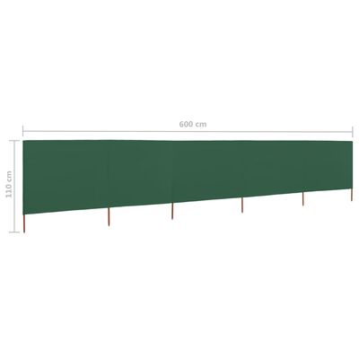 vidaXL zöld szövet 5-paneles szélfogó 600 x 80 cm