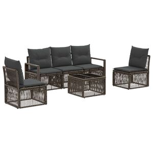 vidaXL Kerti Kanap&eacute; Szett 6 pcs Sz&uuml;rke polirattan