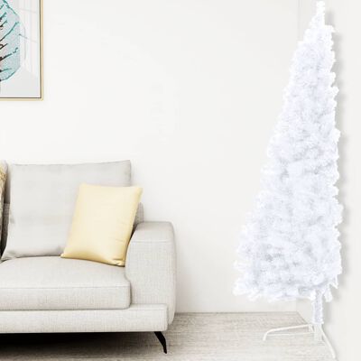 vidaXL fehér PVC megvilágított fél műkarácsonyfa állvánnyal 180 cm