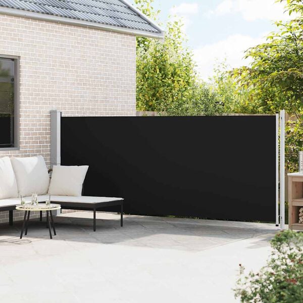 vidaXL fekete kih&uacute;zhat&oacute; oldals&oacute; terasz-napellenző 600 x 160 cm