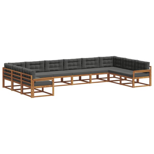 vidaXL K&uuml;lt&eacute;ri kanap&eacute; szett p&aacute;rn&aacute;val 10 pcs Term&eacute;szetes &eacute;s antracit