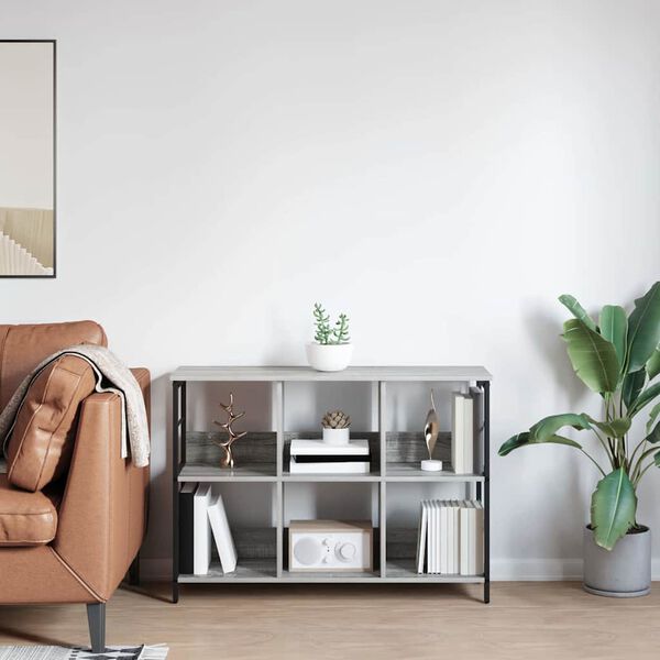 vidaXL K&ouml;nyvespolc Sz&uuml;rke Sonoma 102 x 32 x 72,5 cm Faanyag