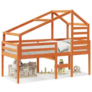 vidaXL viaszbarna t&ouml;m&ouml;r fenyőfa magas&iacute;tott &aacute;gy tetővel 80 x 200 cm