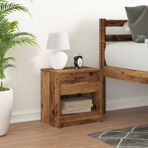 vidaXL antik fa sz&iacute;nű &eacute;jjeliszekr&eacute;ny fi&oacute;kkal 39x28x41 cm