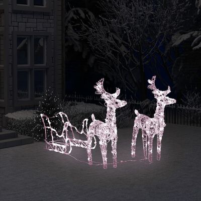 vidaXL akril rénszarvasos-szános karácsonyi dísz 160 LED-del 130 cm