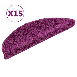 vidaXL 15 db lila f&eacute;lk&ouml;r alak&uacute; l&eacute;pcsőszőnyeg 56 x 17 x 3 cm