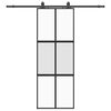 vidaXL fekete edzett &uuml;veg tol&oacute;ajt&oacute; f&eacute;mszerel&eacute;k szettel 76x205 cm